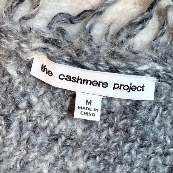 The Cashmere Project Heathered Gray Open Front Long Sleeve Cardigan Fringe Fall - Picture 8 of 10